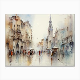 City In The Rain Canvas Print
