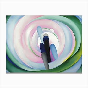 Georgia O'Keeffe - Grey Blue and Black, Pink Circle Canvas Print