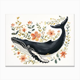 Little Floral Humpback Whale 3 Canvas Print