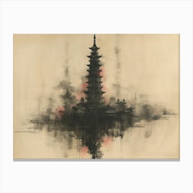 Calligraphic Wonders: Chinese Pagoda Canvas Print