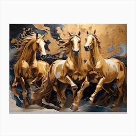 Three Horses Running 5 Canvas Print
