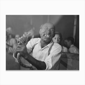 Man Chewing Piece Of Snake Which He Has Just Bitten Off, State Fair Sideshow, Donaldsonville, Louisiana By Russell Lee Canvas Print