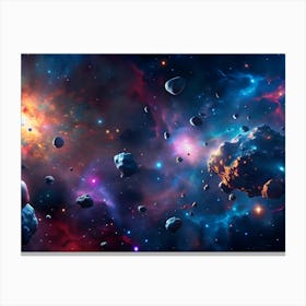 A Vast, Colorful Nebula With Asteroids And Stars Canvas Print