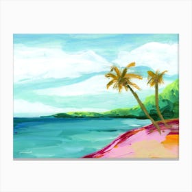 Palm Tree Coconuts Beach Landscape Canvas Print