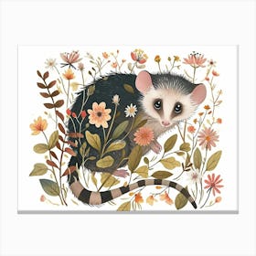 Little Floral Opossum 4 Canvas Print