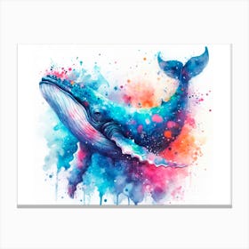 Whale Watercolor Painting Canvas Print