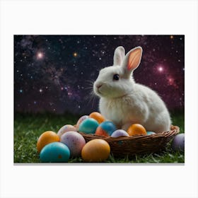Easter Bunny Amongs The Stars Canvas Print