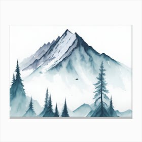 Mountain And Forest In Minimalist Watercolor Horizontal Composition 96 Canvas Print