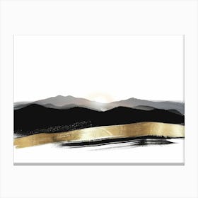 Mountains In Black And Gold Canvas Print