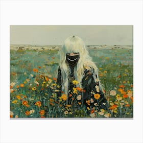 Girl In A Field 2 Canvas Print