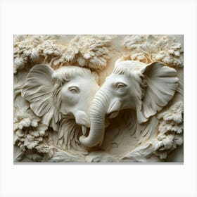 Two 3d Elephants Canvas Print