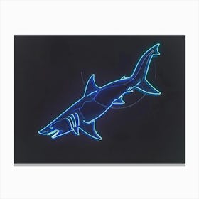 Blue Neon Great White Shark 7 Canvas Print