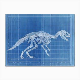 Troodon Skeleton Hand Drawn Blueprint 1 Canvas Print