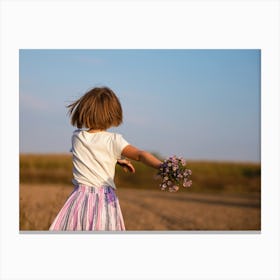 Little Girl In The Field Canvas Print