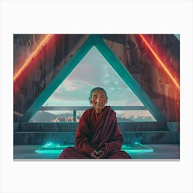 Shantiva zaga Buddhist Monk neon meditation Canvas Print