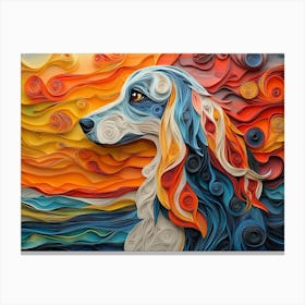 Afghan Hound Paper Quilling Dog Portrait Canvas Print