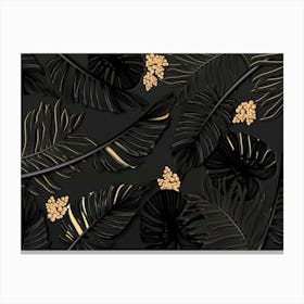 Black And Gold Leaves Canvas Print