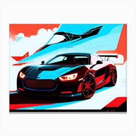 Sports Car And A Plane Canvas Print