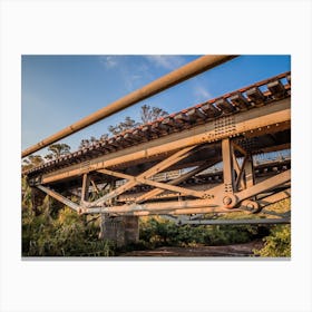 Old Iron Railway Bridge In A Rural Area In The Afternoon Canvas Print