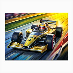 Yellow And Black Formula One Racing Car Canvas Print