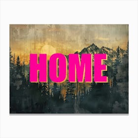 Pink And Gold Home Poster Vintage Landscape Illustration 7 Canvas Print