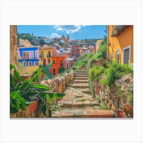 Colorful Houses In Mexico 1 Canvas Print