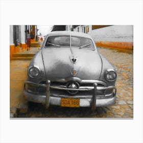 Silver Car Of Cuba Canvas Print