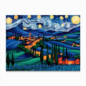 Starry Night In Tuscany Canvas Print
