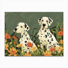 Floral Animal Illustration Dalmatian 2 Canvas Print