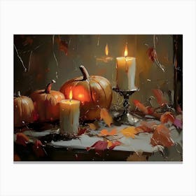 Pumpkins And Candles 1 Canvas Print