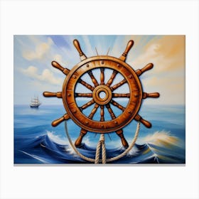 Ship wheel, oil painting Canvas Print