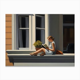 Reading By The Window Canvas Print