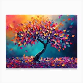 Elegant Colorful Tree With Vibrant Leaves Hanging Branches 16 Canvas Print