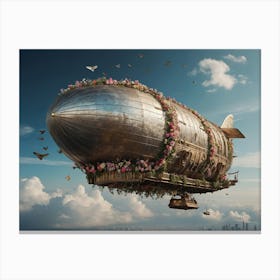 Default A Majestic Airship Adorned With Delicate Flowers And F 3 Canvas Print
