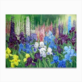 Irises In The Garden Canvas Print