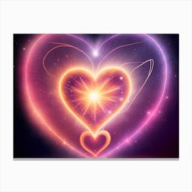 A Colorful Glowing Heart On A Dark Background Horizontal Composition 91 Canvas Print