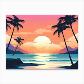 Sunset At The Beach Art Print 1 Canvas Print