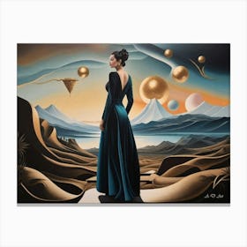 A Alien Transforms Into A Human Female At A Unreal World Creative Art Painting Canvas Print