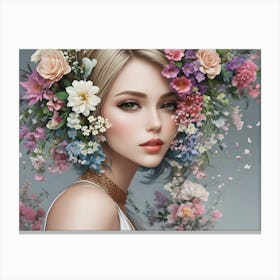 Fashion Woman With Flowers 15 Canvas Print