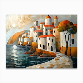 Town By The Sea, Cubism Canvas Print