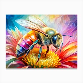 Colorful Bee On A Flower Canvas Print