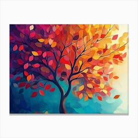 Elegant Colorful Tree with Colorful Leaves 4 Canvas Print