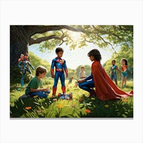 Superman And His Friends Canvas Print