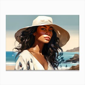 Illustration of an African American woman at the beach 64 Canvas Print