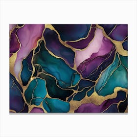 Purple And Gold Marble Canvas Print