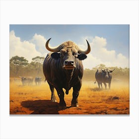 African Buffalo Herd Realism 3 Canvas Print