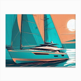 Yacht At Sunset Canvas Print
