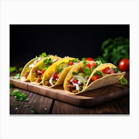 Tacos On A Wooden Board 8 Canvas Print