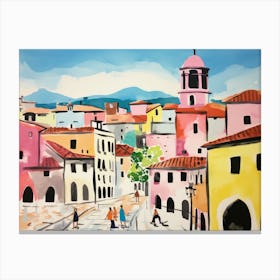 Bergamo Italy Cute Watercolour Illustration 2 Canvas Print