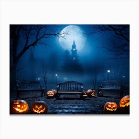 Celebration Old Horror Holiday Tree Moonlight Lantern Mist Head Table Eye Glow Pumpkin (28) Canvas Print